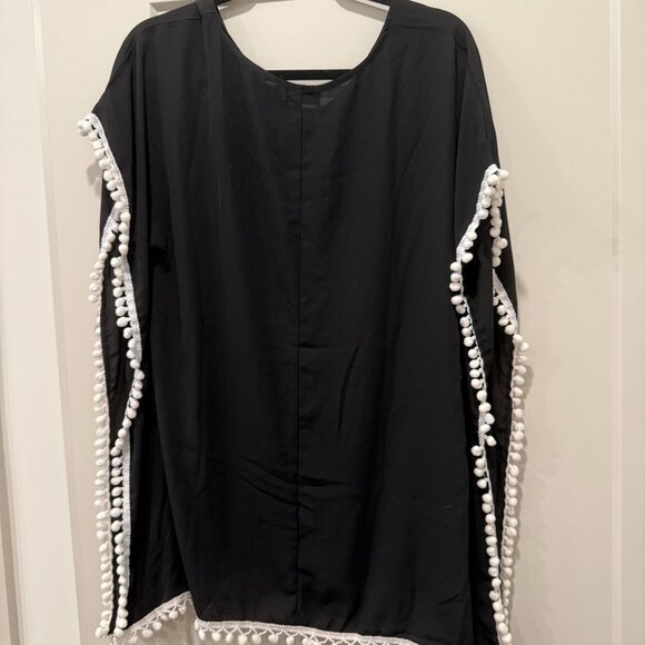 Adreamly Other - Adreamly Women’s Black Tassel Swimsuit Cover-Up NWT Pom Pom Trim vacation tropic